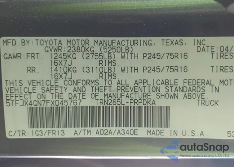 2015 Toyota Tacoma Prerunner из США, поврежденный, VIN 5TFJX4GN7FX045767